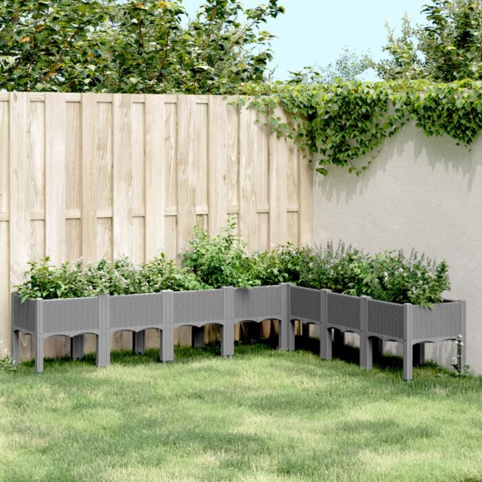 Jardinière avec pieds gris clair 200x160x42 cm PP – Image 1
