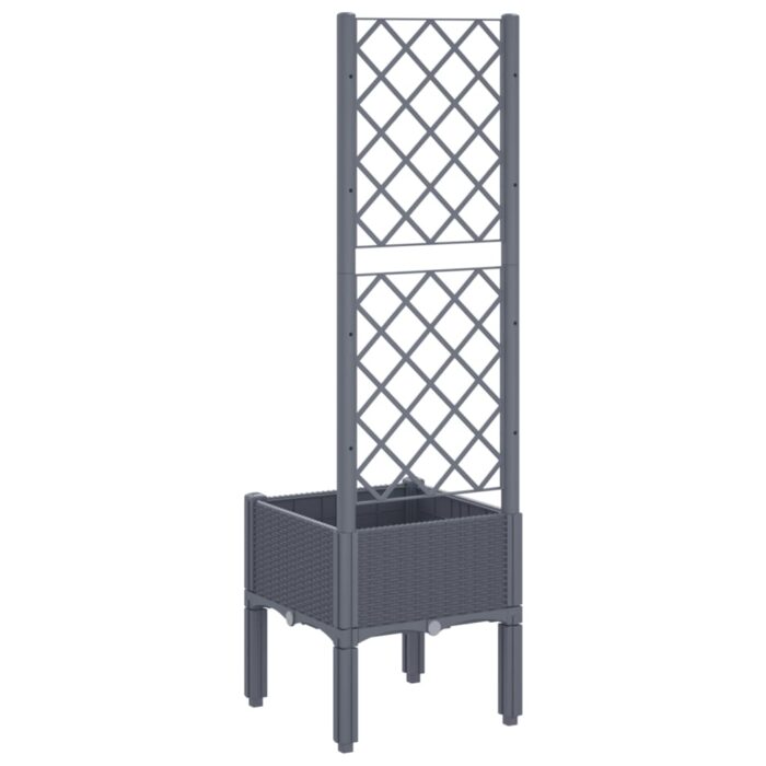 Jardinière avec treillis bleu gris 40x40x142 cm PP – Image 3