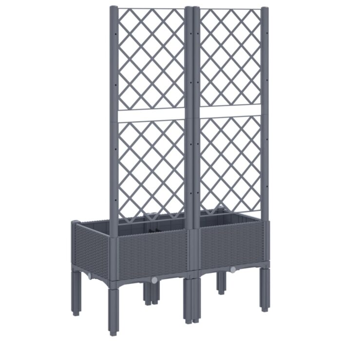 Jardinière avec treillis bleu gris 80x40x142 cm PP – Image 3