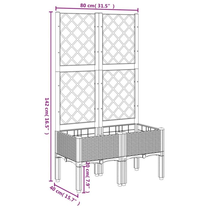 Jardinière avec treillis bleu gris 80x40x142 cm PP – Image 6