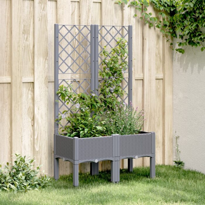 Jardinière avec treillis bleu gris 80x40x142 cm PP – Image 1
