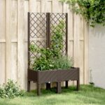 Jardinière avec treillis marron 80x40x142 cm PP