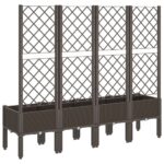 Jardinière avec treillis marron 160x40x142 cm PP – Image 3