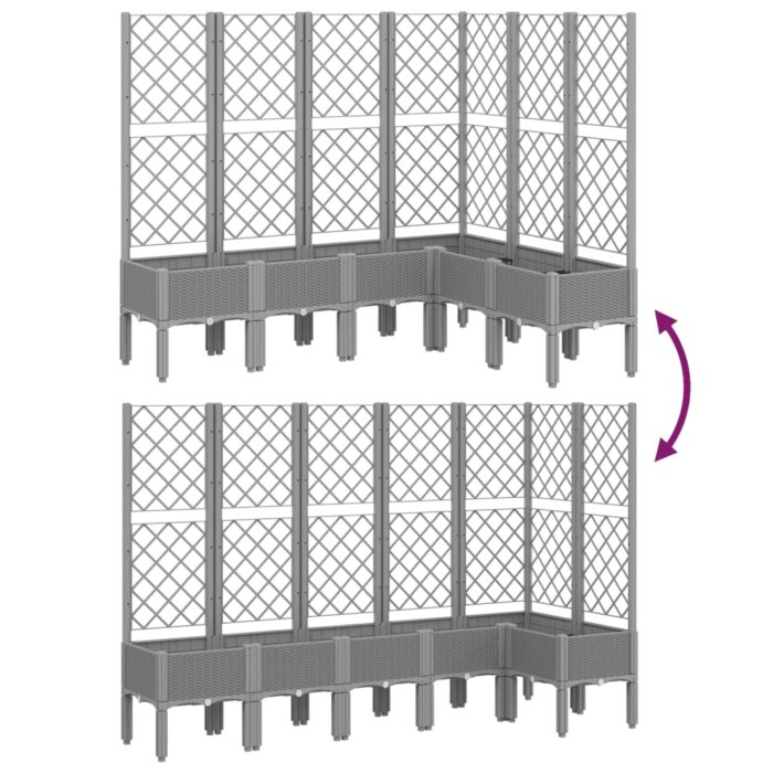 Jardinière avec treillis gris clair 160x120x142 cm PP – Image 4
