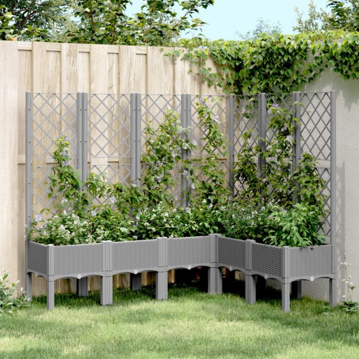 Jardinière avec treillis gris clair 160x120x142 cm PP – Image 1