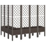 Jardinière avec treillis marron 160x120x142 cm PP – Image 3