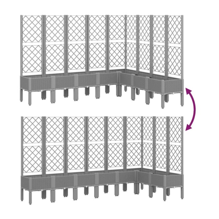 Jardinière avec treillis gris clair 200x160x142 cm PP – Image 4