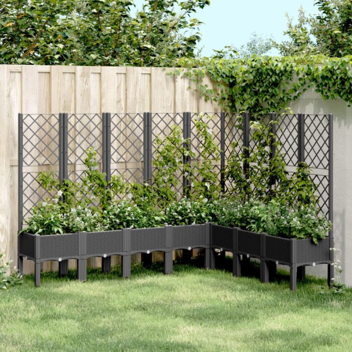 Jardinière avec treillis noir 200x160x142 cm PP – Image 1