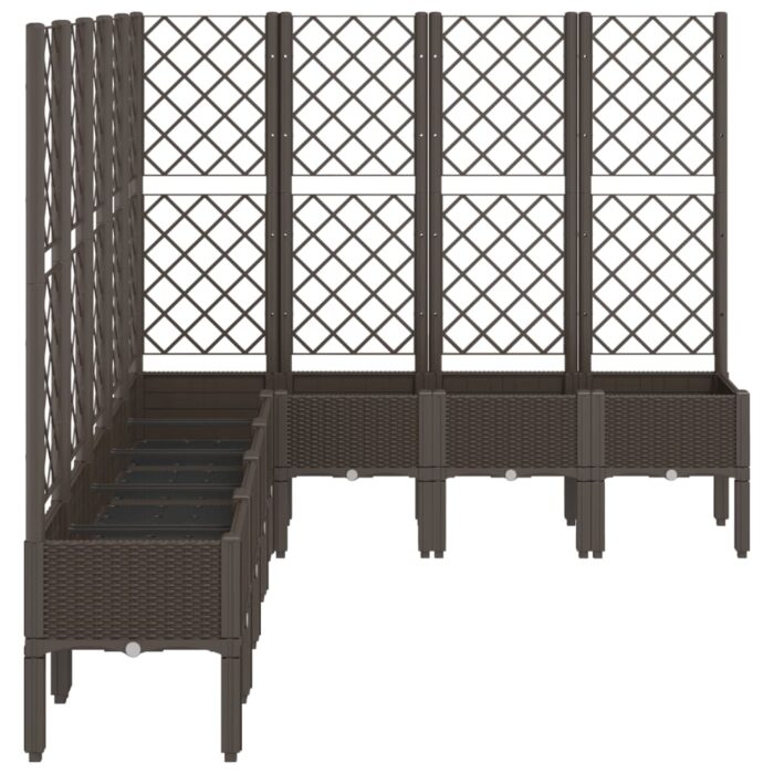 Jardinière avec treillis marron 200x160x142 cm PP – Image 2