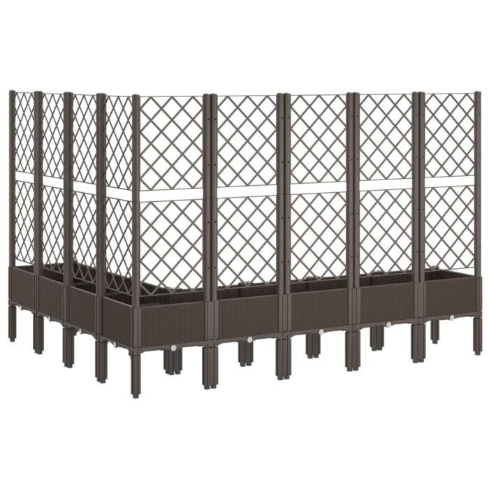 Jardinière avec treillis marron 200x160x142 cm PP – Image 3