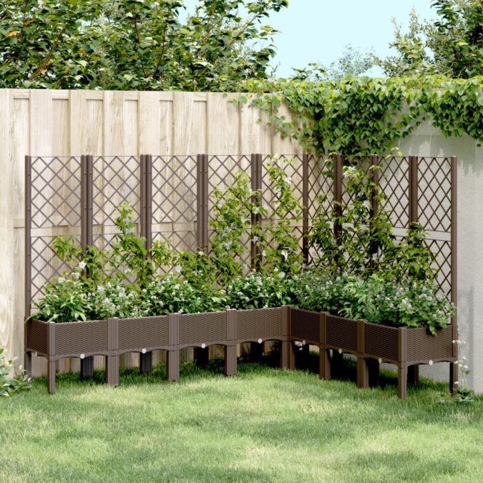 Jardinière avec treillis marron 200x160x142 cm PP – Image 1