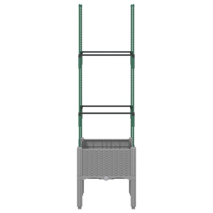 Jardinière avec treillis gris clair 40x40x142,5 cm PP – Image 2