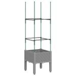 Jardinière avec treillis gris clair 40x40x142,5 cm PP – Image 3