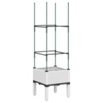 Jardinière avec treillis blanc 40x40x142,5 cm PP – Image 3