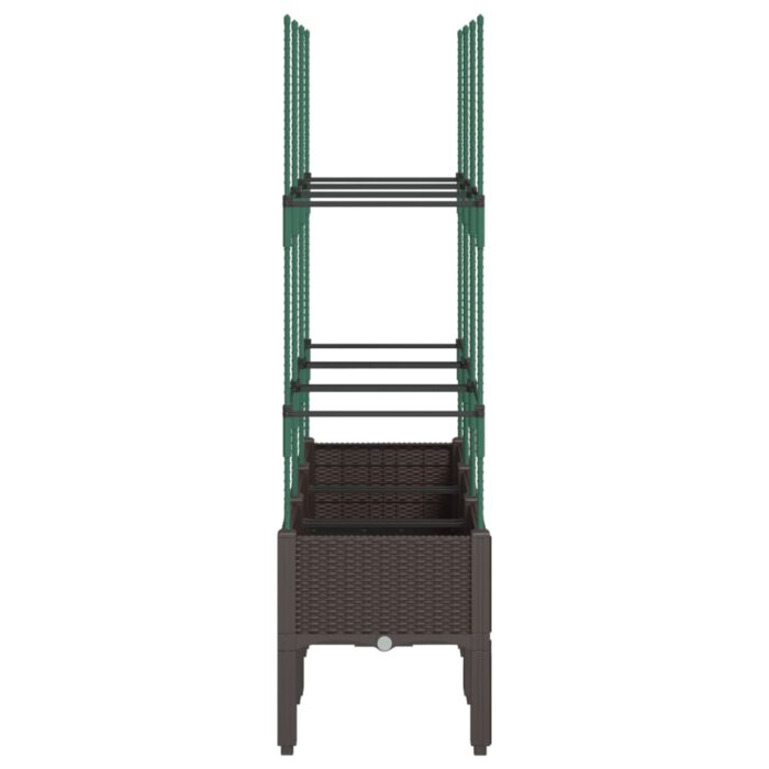 Jardinière avec treillis marron 120x40x142,5 cm PP – Image 2