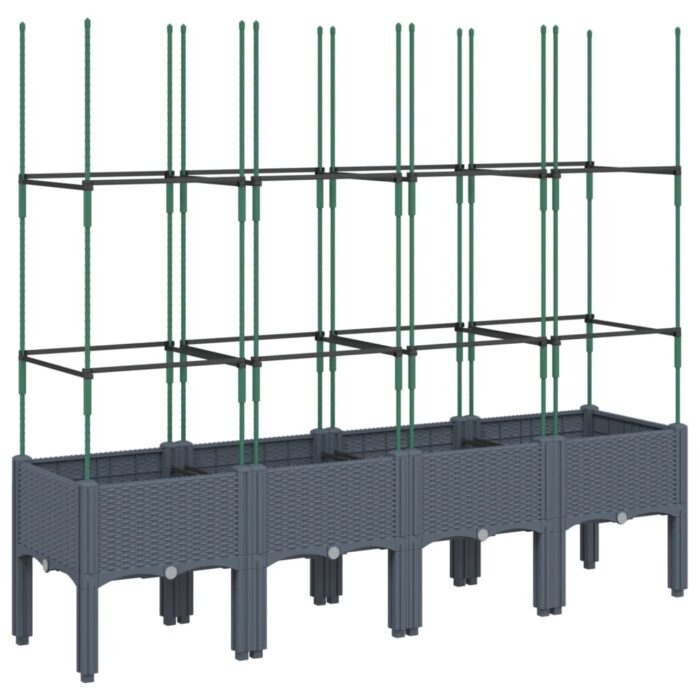 Jardinière avec treillis bleu gris 160x40x142,5 cm PP – Image 3