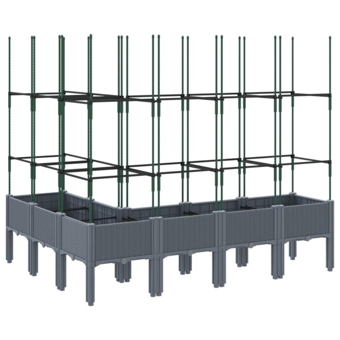 Jardinière avec treillis bleu gris 160x120x142,5 cm PP – Image 3