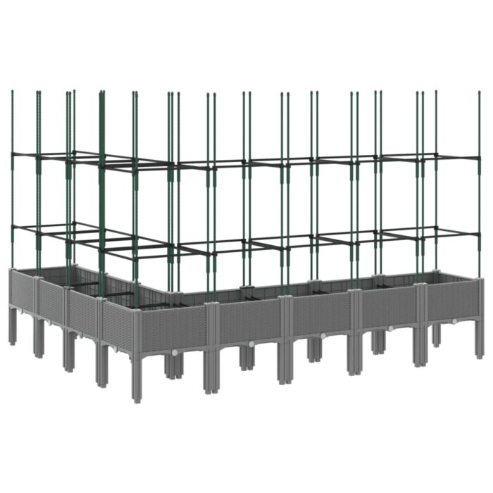 Jardinière avec treillis gris clair 200x160x142,5 cm PP – Image 3