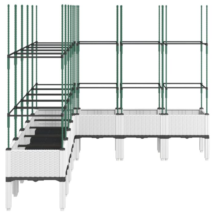 Jardinière avec treillis blanc 200x160x142,5 cm PP – Image 2