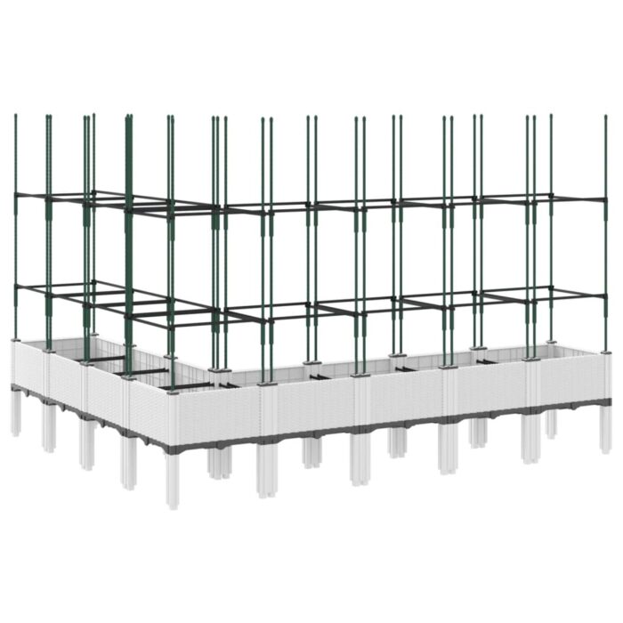 Jardinière avec treillis blanc 200x160x142,5 cm PP – Image 3