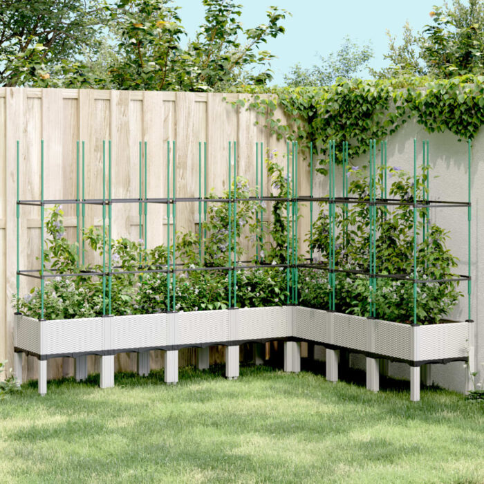 Jardinière avec treillis blanc 200x160x142,5 cm PP – Image 1