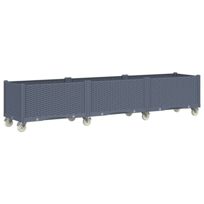 Jardinière à roulettes bleu gris 240x50x54 cm PP – Image 3
