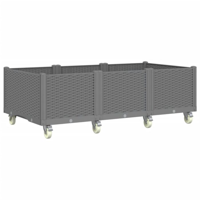 Jardinière à roulettes gris clair 150x80x54 cm PP – Image 3