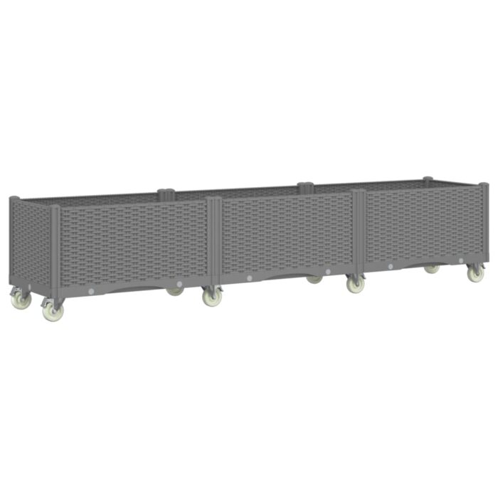 Jardinière à roulettes gris clair 240x50x54 cm PP – Image 3