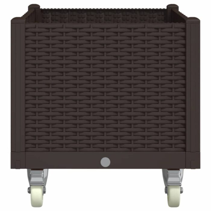 Jardinière à roulettes marron 80x50x54 cm PP – Image 2