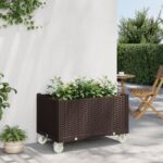 Jardinière à roulettes marron 80x50x54 cm PP