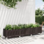 Jardinière à roulettes marron 240x50x54 cm PP