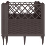 Jardinière avec piquets marron 43,5x43,5x43,5 cm PP – Image 2
