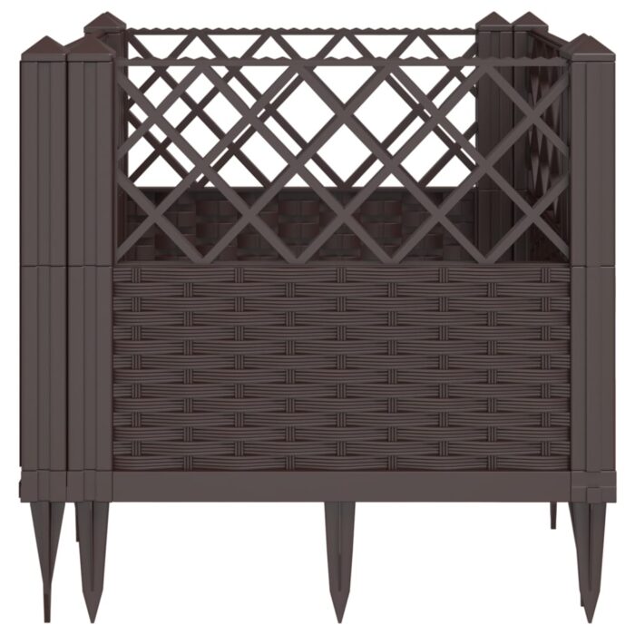 Jardinière avec piquets marron 43,5x43,5x43,5 cm PP – Image 2