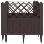 Jardinière avec piquets marron 43,5x43,5x43,5 cm PP – Image 3