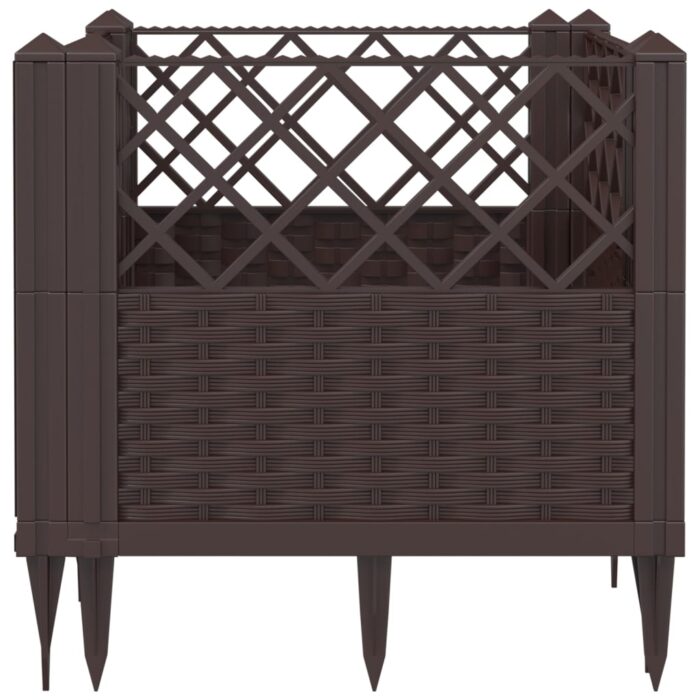 Jardinière avec piquets marron 43,5x43,5x43,5 cm PP – Image 3