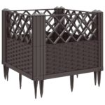 Jardinière avec piquets marron 43,5x43,5x43,5 cm PP – Image 4