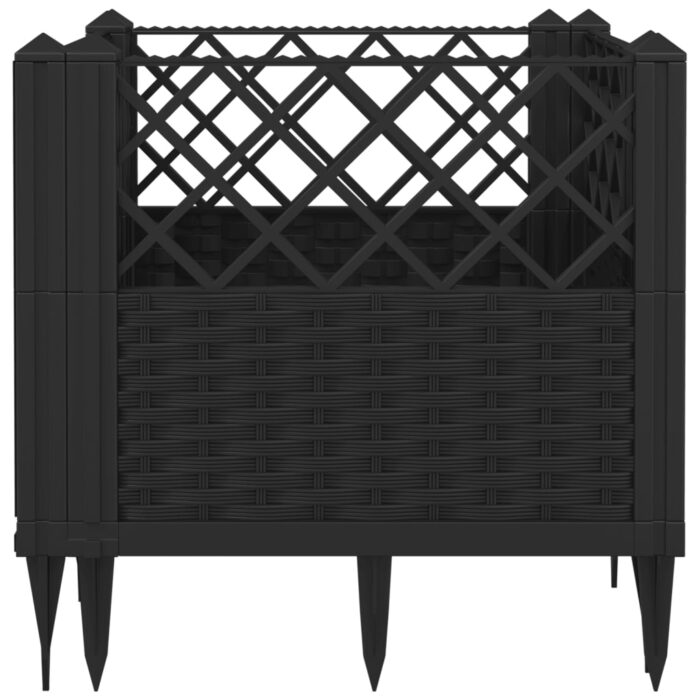 Jardinière avec piquets noir 43,5x43,5x43,5 cm PP – Image 3
