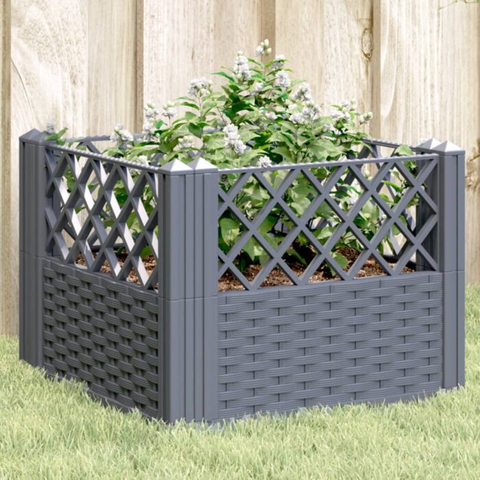 Jardinière avec piquets bleu gris 43,5x43,5x43,5 cm PP – Image 1