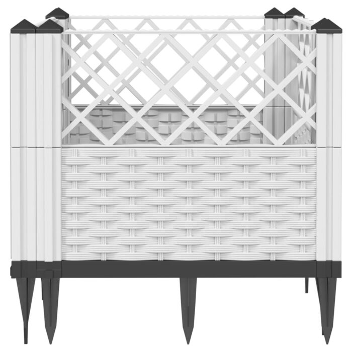 Jardinière avec piquets blanc 43,5x43,5x43,5 cm PP – Image 2
