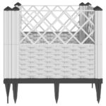 Jardinière avec piquets blanc 43,5x43,5x43,5 cm PP – Image 3