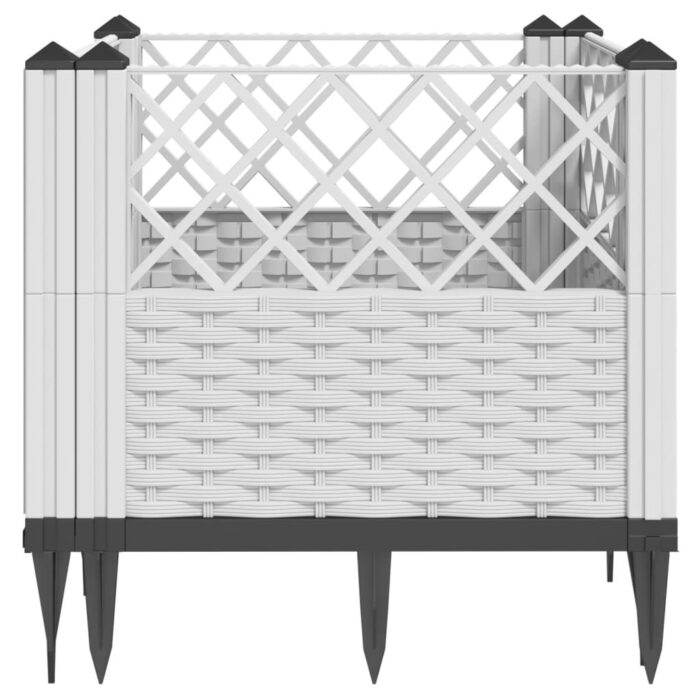 Jardinière avec piquets blanc 43,5x43,5x43,5 cm PP – Image 3