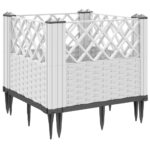 Jardinière avec piquets blanc 43,5x43,5x43,5 cm PP – Image 4