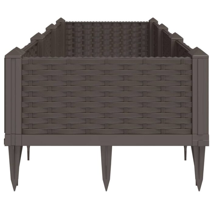 Jardinière avec piquets marron 125x40x28,5 cm PP – Image 2