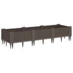 Jardinière avec piquets marron 125x40x28,5 cm PP – Image 3