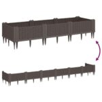 Jardinière avec piquets marron 125x40x28,5 cm PP – Image 4