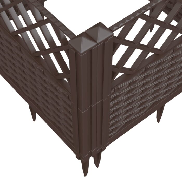 Jardinière avec piquets marron 125x40x28,5 cm PP – Image 5