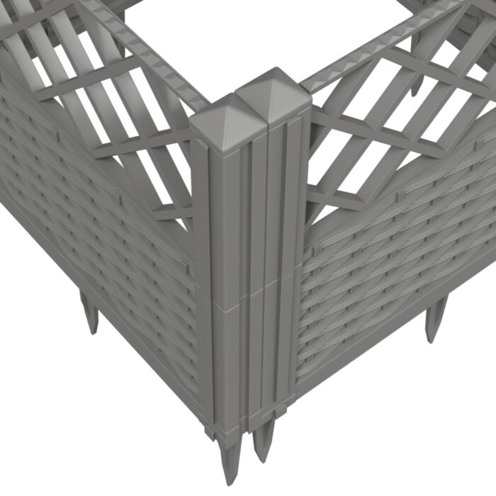 Jardinière avec piquets gris clair 123,5x43,5x43,5 cm PP – Image 5