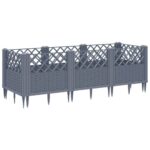 Jardinière avec piquets bleu gris 123,5x43,5x43,5 cm PP – Image 3