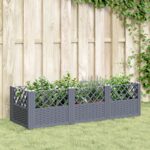 Jardinière avec piquets bleu gris 123,5x43,5x43,5 cm PP
