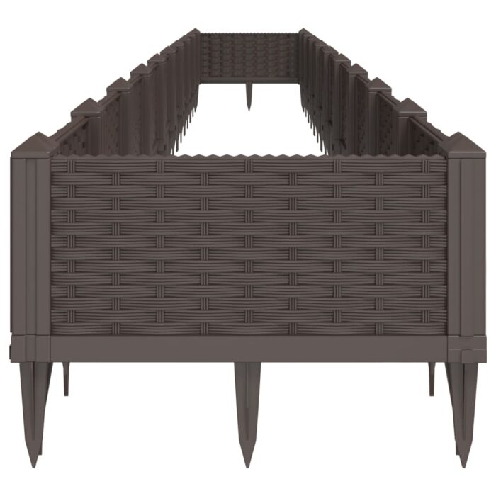 Jardinière avec piquets marron 362,5x42,5x28,5 cm PP – Image 2